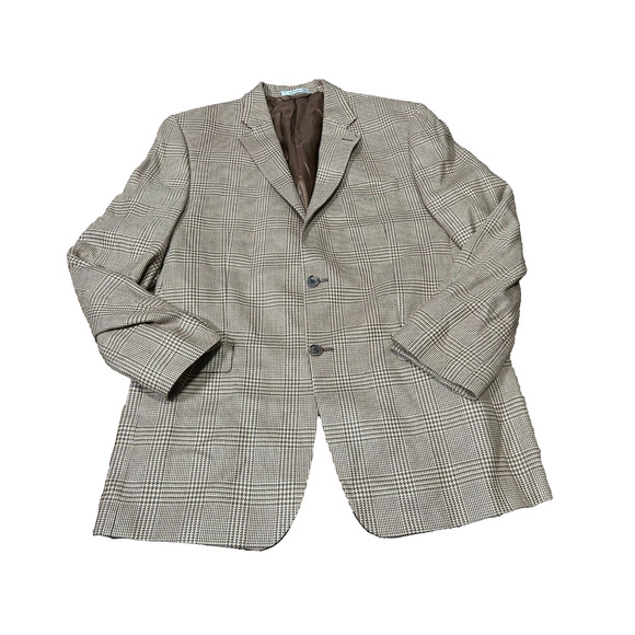 Lauren Ralph Lauren Mens Silk Wool Brown Plaid Classic Sport Blazer Coat Sz‎ 42L